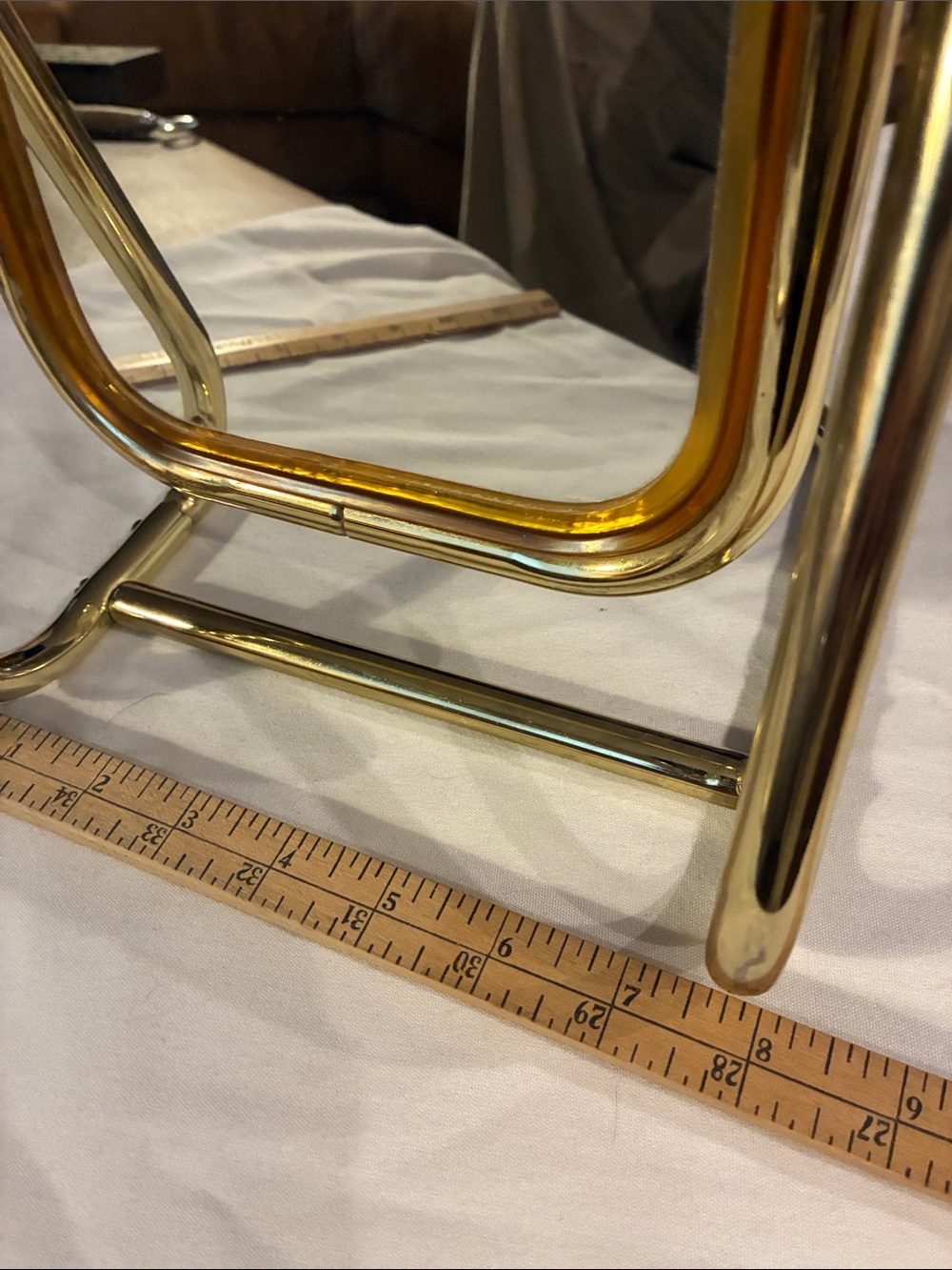 Brass Vanity Mirror Milo Baughman Style Vanity Top Decorative Brass Vintage EUC - Picture 13 of 13
